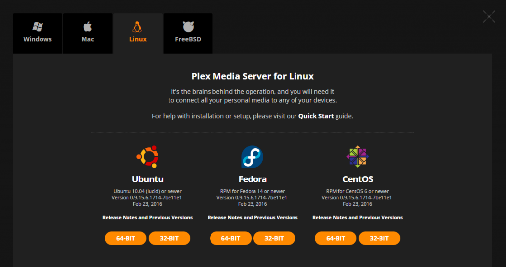 plex media server download linux